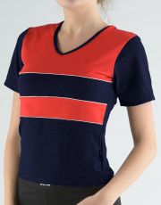 Tričko s krátkým rukávem kombinace barev a paspule 98003P GINA