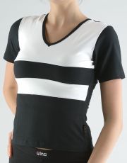 Tričko s krátkým rukávem kombinace barev a paspule 98003P GINA Černá-bílá